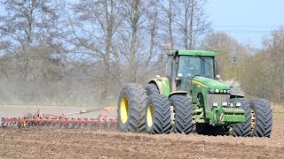 JOHN DEERE 8520 et VADERSTAD NZ aggressive de 10 m à la préparation des terres à maïs en 2014 [upl. by Heise683]