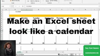 Make an Excel sheet look like a calendar [upl. by Fredkin]