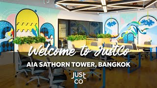 Virtual Tour of JustCo at AIA Sathorn Tower Bangkok Thailand [upl. by Heida]