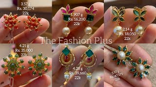 Latest 22k Gemstone StudEarring Designs with Weight and Price TheFashionPlus [upl. by Rea]