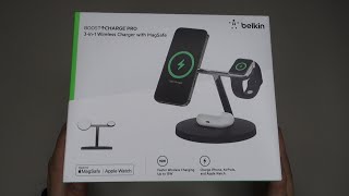 Belkin BOOST↑CHARGE PRO 3in1 Wireless Charging Stand with MagSafe Black Unboxing and Showcase [upl. by Graeme]