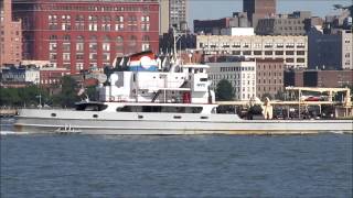 New York City DEP sludge boat Newtown Creek in the Hudson River [upl. by Ytsirc]