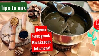 🌸Tips to mix Henna FenugreekBlackseeds Jatamansi for Hair Growth Grey hair hairfallDiy Hair Mask [upl. by Edie]