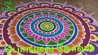 pongal kolam big rangoli designs with colours Pongal rangoli designsபொங்கல் கலர் கோலங்கள்ரங்கோலி [upl. by Etnauq758]