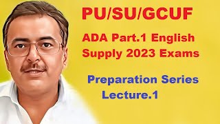 ADA Part1 English Lecture1 Supply 2023 Preparation Series Punjab UniversityGCUF SU [upl. by Aissej]