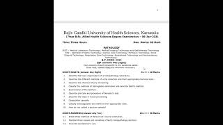 RGUHS 2020 Allied health science Question paper [upl. by Enilec]