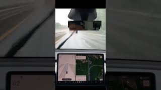 Tesla Autopilot VS Aggressive driver in rain shorts fsd fullselfdriving ev failure badweather [upl. by Namsaj]