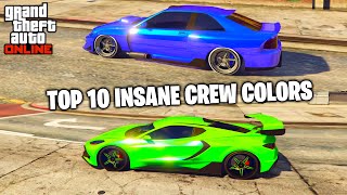 10 BEST CREW COLORS IN GTA 5 ONLINE Hex Codes [upl. by Mayes]