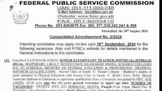 Senior elementary teacher jobsphysical educationfpsc jobs2024 [upl. by Lebama]