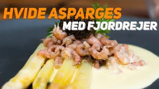 Hvide asparges med Sauce Mousseline Rejer og Kaviar forår på en tallerken  GastroFun [upl. by Dympha]