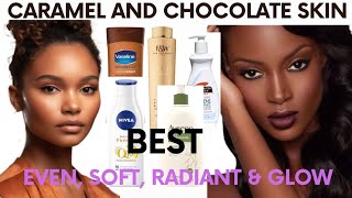 Best Body Lotions for EVEN Caramel and Chocolate Skin Tone Radiant  Soft  Brighter complexion [upl. by Legra]