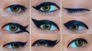 9 Different Eyeliner Looks  EASY Eyeliner Tutorial for Beginners  How to do eyeliner [upl. by Lacee]