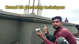 Plastering Techniques Round border plastering sand cement in pipe  bit plastering design [upl. by Zilada]