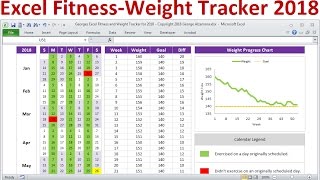 Excel Fitness Tracker and Weight Loss Tracker for 2018  Exercise Planner Weight Tracker Spreadsheet [upl. by Gile]