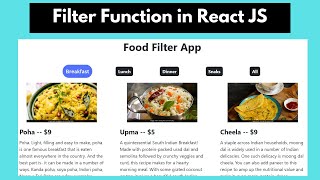 How to Make Filter Component in React  Food Filter App using React JS [upl. by Ainud]