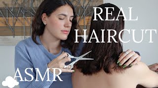 REAL HAIRCUT  asmr cutting brushing spray bottle [upl. by Anne-Corinne]