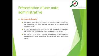 Méthodologie note administrative  vidéo 212  Présentation dune note administrative [upl. by Elleinwad]