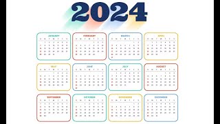 2024 Year Calendar with all 12 Months  2024 Calendar  Yearly Calendar [upl. by Eirehc]