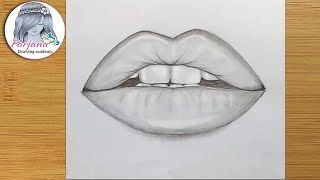 How to draw Lips by pencil step by step [upl. by Enenaej]