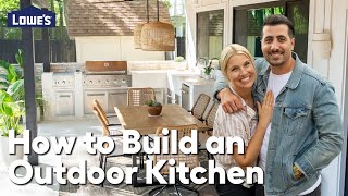 Do it Yourself Outdoor Kitchen  Blending Backyard Makeover Howtos [upl. by Akiem]