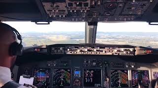 Cockpit view  Landing Boeing 737800 [upl. by Adidnac]