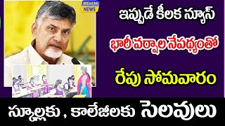 రేపు సోమవారం ఈ జిల్లాల విద్యా సంస్థలకు సెలవులు holidays for students in AP [upl. by Aissert848]