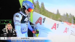 Mikaela Shiffrin  WIN  Slalom  RUN 1  FIS World Alpine Ski Championships CourchevelMeribel 2023 [upl. by Eedissac961]