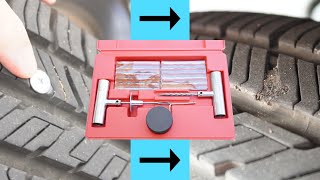 How to Plug a Tire Using a Tire Repair Kit [upl. by Einafats170]