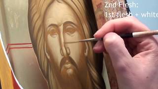 Iconography Tutorial Painting the Face of Christ [upl. by Nnaycnan]