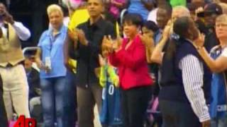 Raw Video Obama Watches WNBAs Mystics [upl. by Lemuelah439]