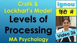 Craik amp Lockhart Level Processing Model of Memory Shallow amp Deep Level Cognitive Psychology in Hindi [upl. by Hersch428]