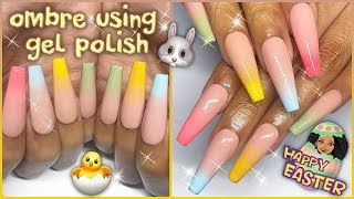 How To Ombre w Gel Polish  Pastel Easter Press On Nail Design [upl. by Koh]