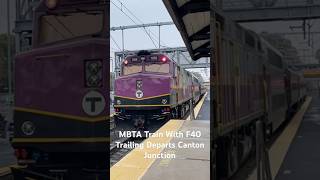 MBTA Train With F40 Trailing Departs Canton Junction [upl. by Collimore]