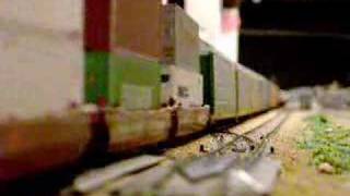 UP AC6000 Leads intermodal train on layout [upl. by Ko]