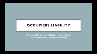 Topic 12 Occupiers Liability 20220603 0037 1 [upl. by Hannavas]