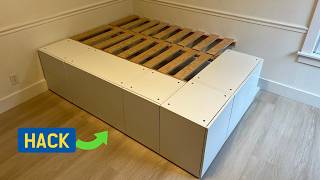 IKEA platform bed hack with hidden storage and ventilation  DIY bedroom makeover  Drawer Cabinet [upl. by Nitram]