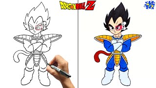 Vegeta Full Body Drawing  How to Draw Vegeta from Saiyan Saga Easy  Dragon Ball Z [upl. by Tanya]