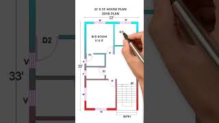 22x33 house plan 2bhk plan housedesign houseplan house short [upl. by Corney]