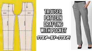 HOW TO MAKE WOMEN TROUSER WITH POCKET  PANT PATTERN DRAFTING  DETAILED FEMALE TROUSER [upl. by Eilrak]