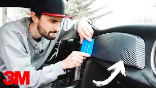 How to CARBON FIBER Wrap Your Car Interior  3M DINOC [upl. by Bradway]