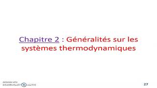 Généralités sur les systèmes thermodynamiques Fst ensa esam class prerpa fac [upl. by Rediah]