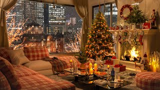 Christmas Vibes 🕯️  Night Living Room Ambience with Jazz 🌃 Christmas Jazz Music  Relax Sleep [upl. by Domineca827]