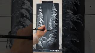 Acrylic Painting WINTER FOREST LANDSCAPE art acryliclandscape paintingtechniques painting snow [upl. by Oscar]