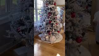 WOW 2024 Christmas decor  Decorate Flocked christmas tree with Red and White decoration xmas [upl. by Ettennat406]