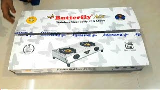 Butterfly 2 burner gas stove stainless steel unboxing  butterfly 2 burner gas stove review [upl. by Ttegirb250]