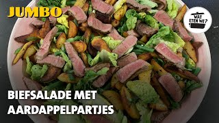 Wat eten we Biefsalade met aardappelpartjes [upl. by Okiruy]