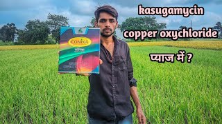 how to use copper oxychloride and kasugamycin pyaj me jalebi fungus rog kya spray kare best result [upl. by Ayotas439]