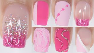 VALENTINE’S DAY NAIL DESIGNS IDEAS  pink nail art designs compilation [upl. by Nahgen]