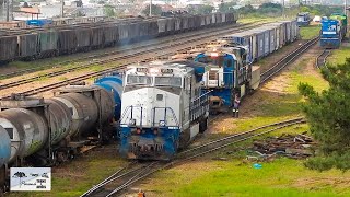 Locomotiva DASH 9 engatando em uma ES43BBi  Pátio Iguaçu  Curitiba PR [upl. by Traci]