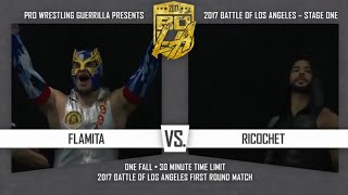 Flamita vs Ricochet  PWG BOLA 2017  FULL MATCH [upl. by Yalcrab]